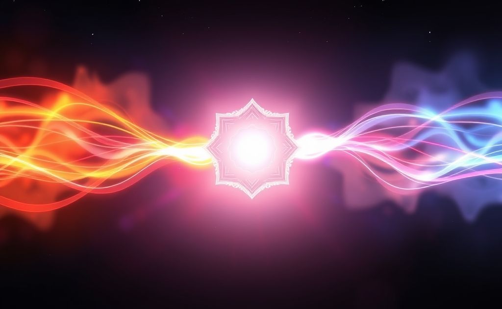 A vibrant sound wave emanating from a glowing chakra symbol.