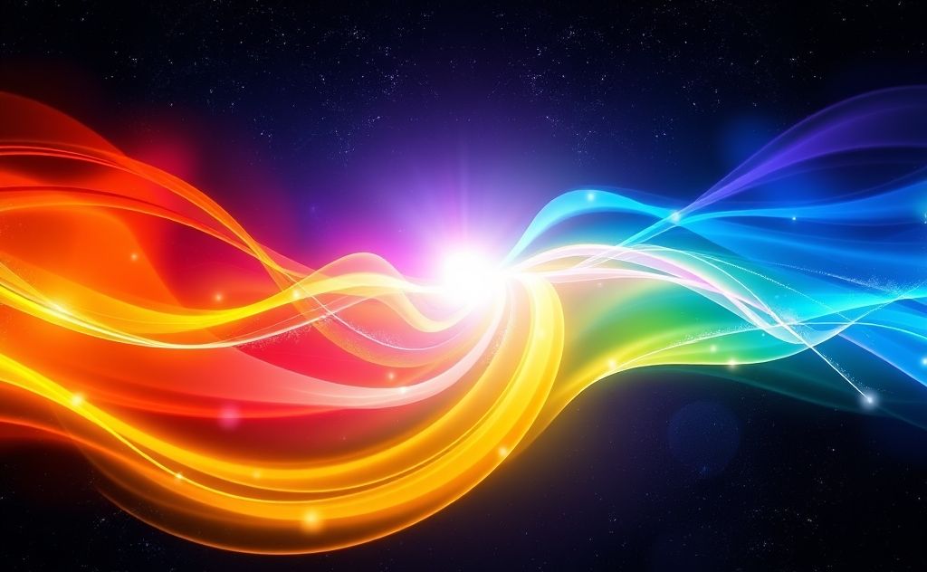 A vibrant spectrum of chakra energy colors blending harmoniously.