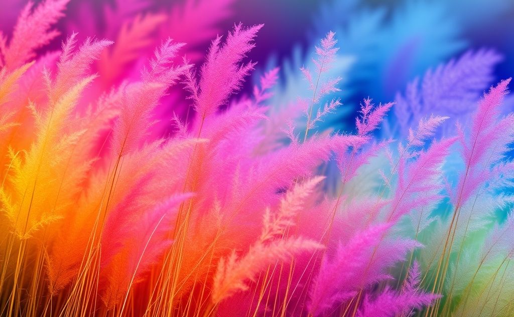 A vibrant spectrum of colors blending harmoniously in nature.