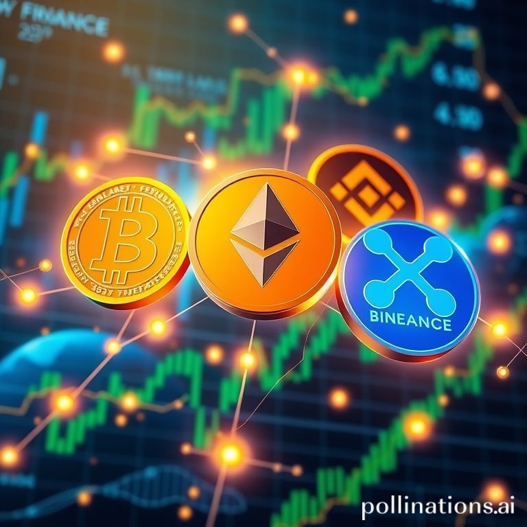 Grafik tren harga Bitcoin (BTC) dan berbagai altcoin seperti BNB, XRP, Solana, serta Ethereum di pasar kripto global.