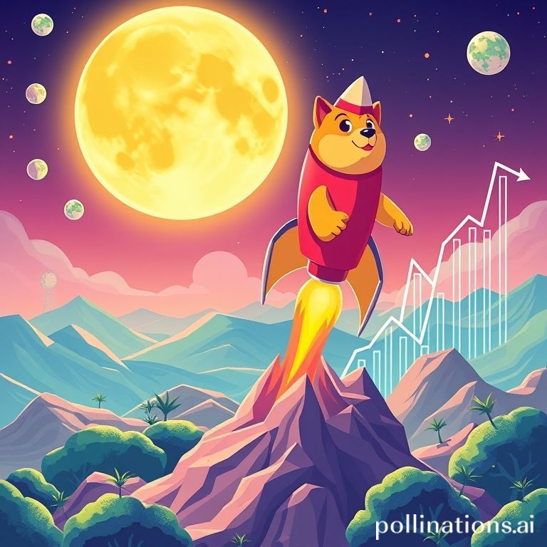 A technical analysis chart showing Dogecoin's repeating price patterns and an ascending trendline, projecting a future price target.