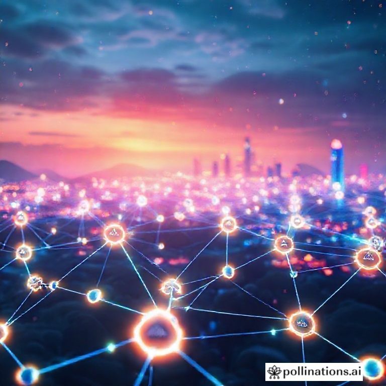 A vibrant, futuristic image depicting a network of glowing interconnected nodes, representing decentralized blockchain infrastructure. The background is a digital landscape with subtle Ankr logos integrated into the network. There's a hint of a futuristic city in the distance, emphasizing Web3 development. The overall aesthetic should be modern, tech-savvy, and appealing to a Gen Z audience.