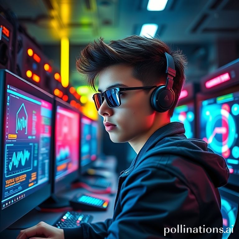 A vibrant, futuristic image of a young Gen Z individual (wearing stylish techwear) looking intently at multiple glowing computer screens displaying complex cryptocurrency mining data and blockchain graphics. In the background, sleek, high-tech mining rigs with LED lights are visible, generating a subtle heat haze. The overall vibe is cool, dynamic, and hints at digital wealth generation. Focus on bright, neon colors and a clean, modern aesthetic.