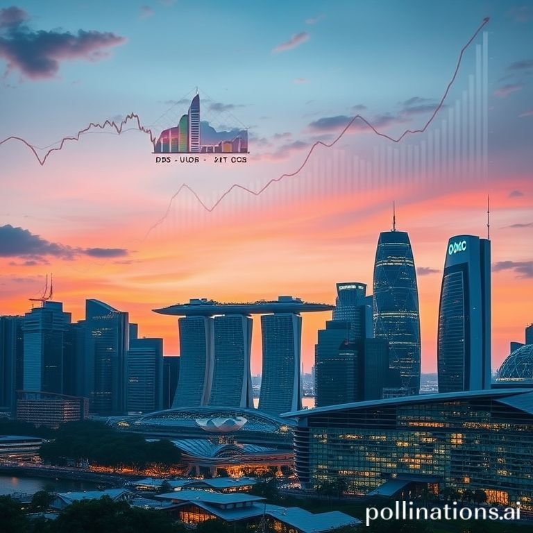 Singapore's financial district at dusk, symbolizing robust dividend payouts from DBS, UOB, and OCBC, driving regional economic growth.