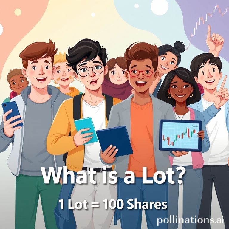 A vibrant, modern illustration featuring a diverse group of Gen Z individuals (some holding smartphones, one with a tablet showing stock charts, another pointing confidently). They are in a stylized, abstract environment with subtle elements of stock market graphs and digital interfaces in the background. The overall mood is energetic, optimistic, and tech-savvy. Colors are bright and inviting. Text overlay 