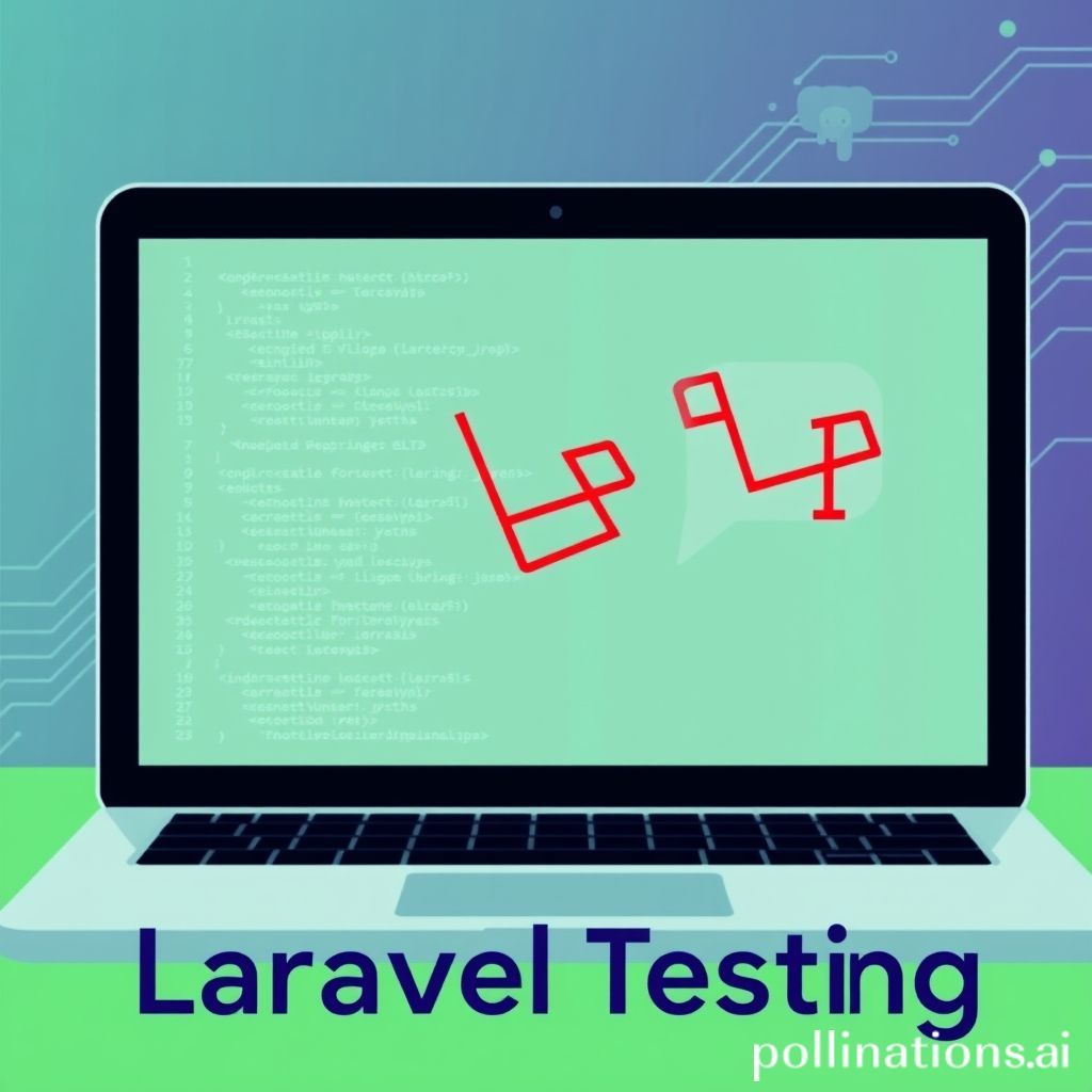 A visually appealing image featuring a laptop screen displaying code related to Laravel testing, with green checkmarks or pass/fail indicators. A stylized Laravel logo or an elephant icon (PHP) could be subtly integrated. The background could have a subtle abstract tech pattern or lines representing code flow, emphasizing quality assurance and robust development. The overall color scheme should be professional, leaning towards green for success and blue/purple for Laravel branding.