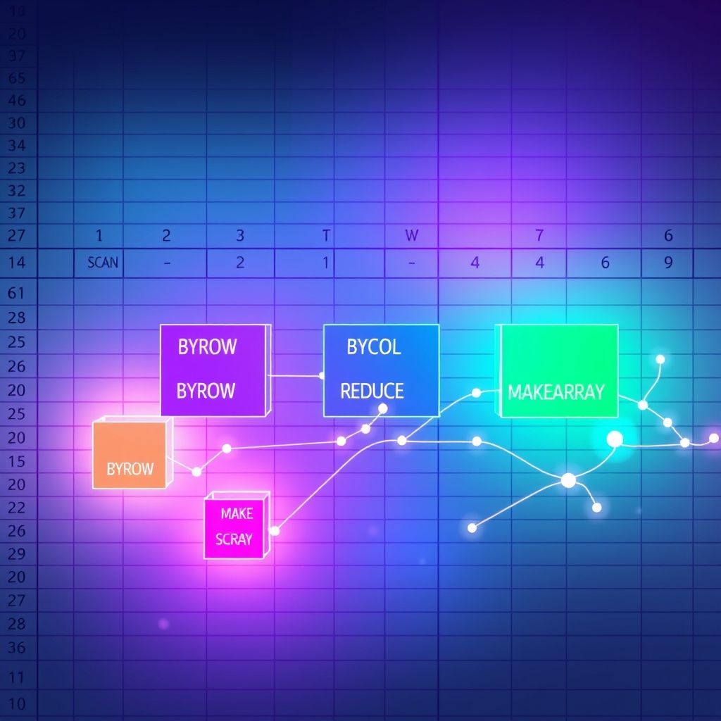 Excel හි නවතම දත්ත විශ්ලේෂණ ශ්රිත Advanced Microsoft Excel functions BYROW, BYCOL, SCAN, REDUCE, MAKEARRAY for data analysis.