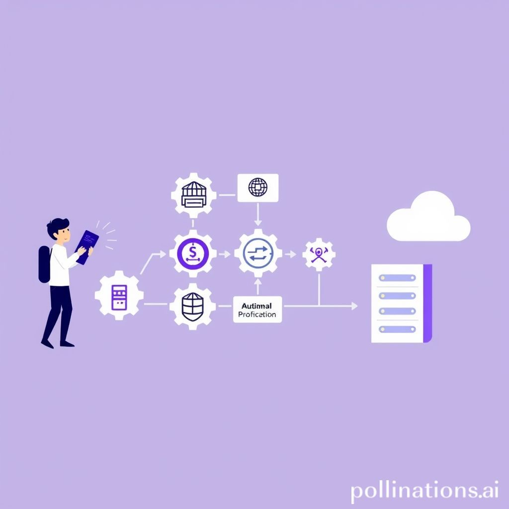 A visually engaging illustration depicting the CI/CD pipeline. On the left, a developer is pushing code to GitHub. In the center, abstract representations of GitHub Actions workflows (gears, arrows, interconnected nodes) are shown processing the code: building, testing, and preparing for deployment. On the right, a cloud server or a production environment icon receiving the deployed application. The overall style should be modern, clean, and use colors that align with GitHub's branding (purple, black, white). Emphasize automation, speed, and a seamless flow.