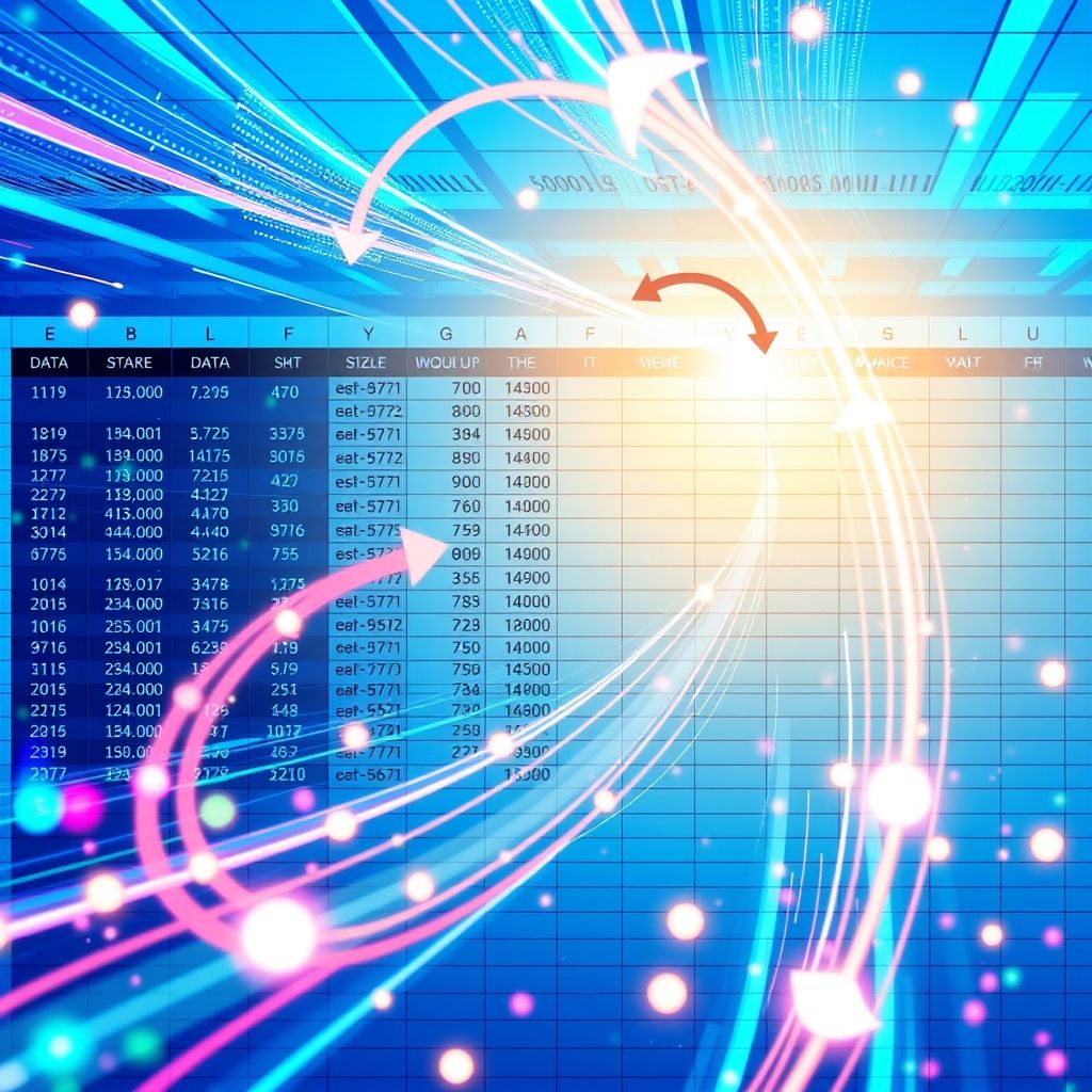 XLOOKUP - දත්ත සෙවීමේ අනාගතය Excel XLOOKUP ශ්රිතයේ බලය සහ දත්ත විශ්ලේෂණ හැකියාවන් නිරූපණය කරන AI රූපයක්.