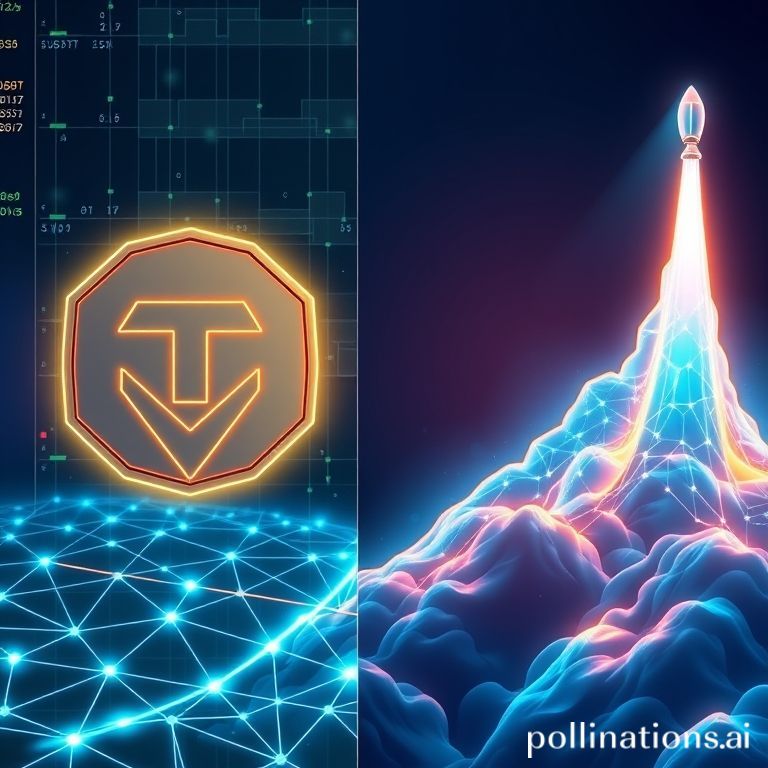 Illustrates Tether's ambitious $20 billion capital raise targeting a $500 billion valuation, blending digital finance and growth.