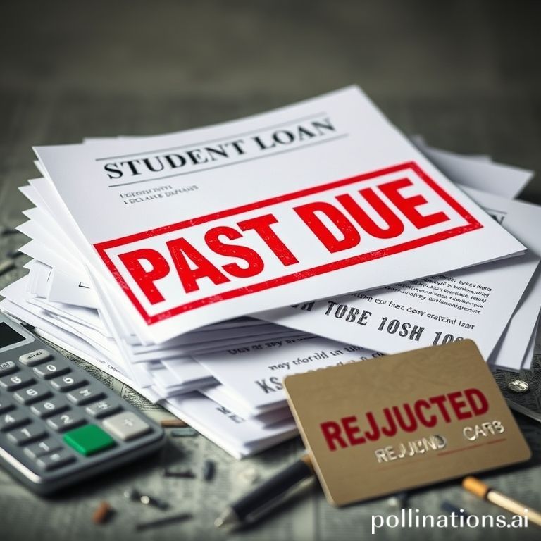 Student loan papers with a red 'Past Due' stamp, symbolizing the critical consequences of missed payments and potential default.