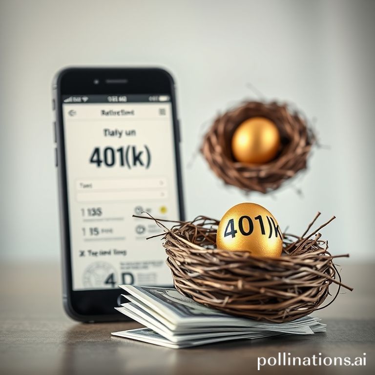A smartphone showing a 401(k) plan, cash, and a nest egg, symbolizing retirement planning and wise financial choices.