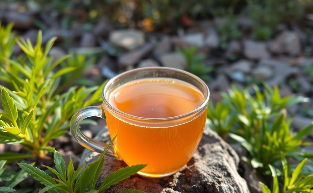 A warm cup of San Pedro tea in nature.