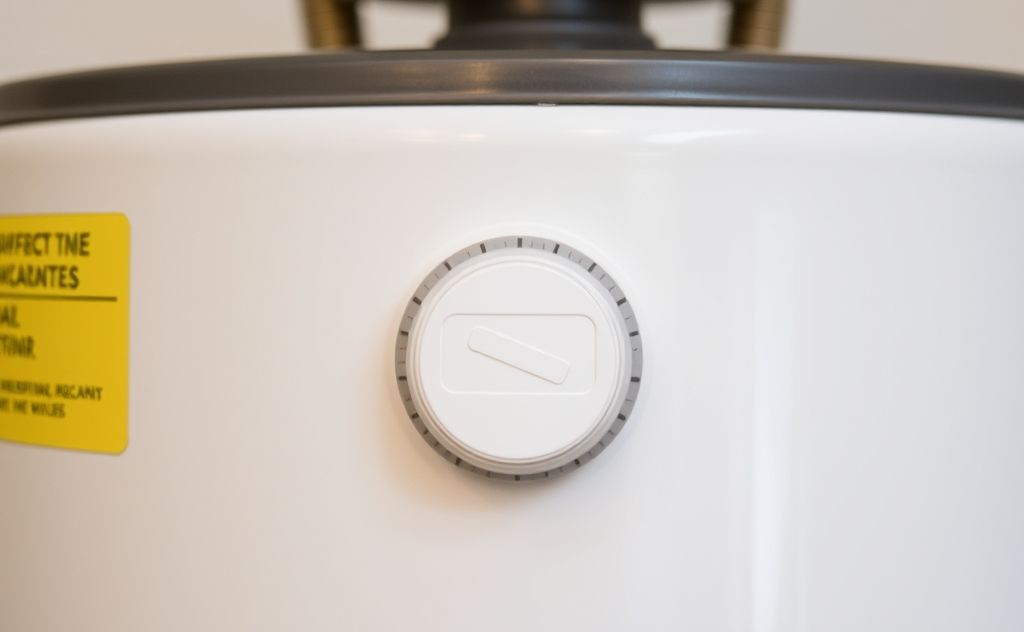 A water heater with a temperature dial set to optimal levels.