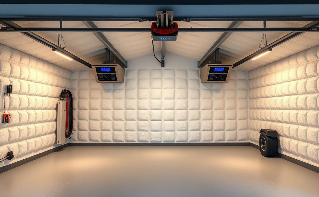A well-insulated garage with a heating and cooling system installed.