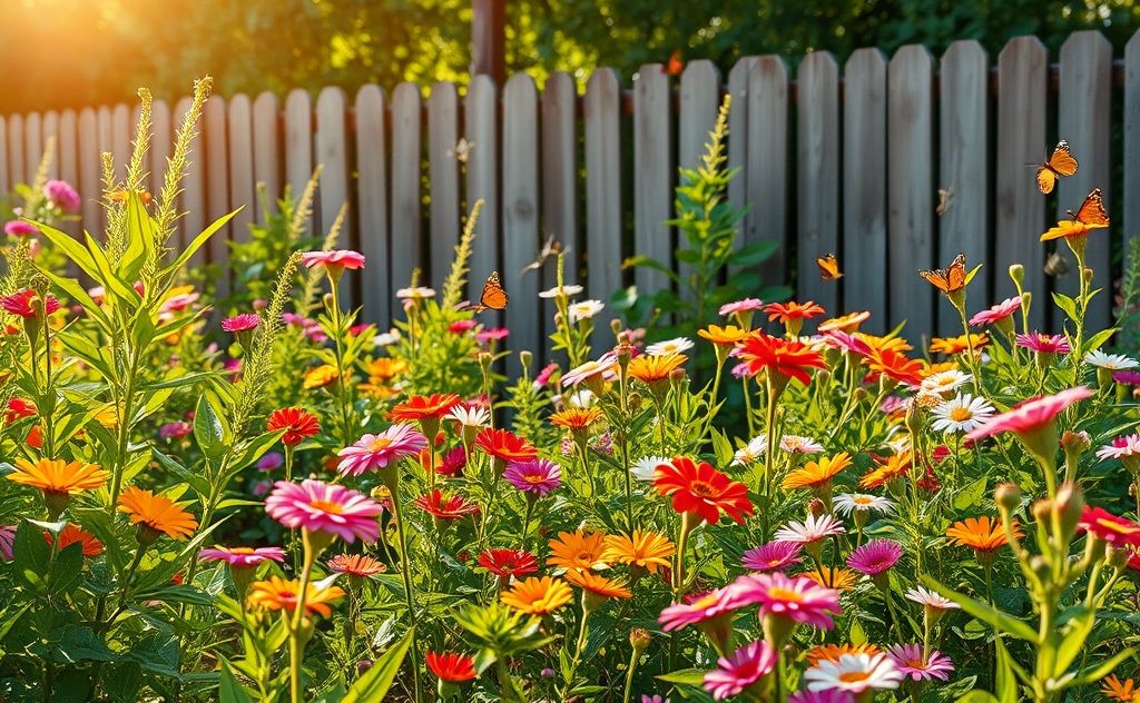 A well-maintained garden with healthy plants and no visible pests.