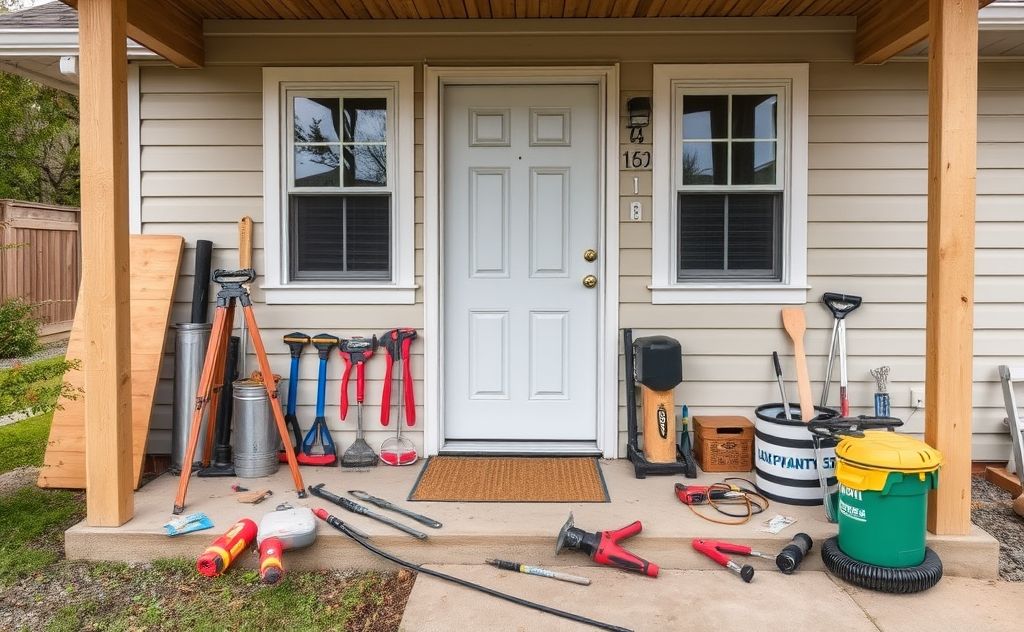 A well-maintained home with tools and safety features visible.