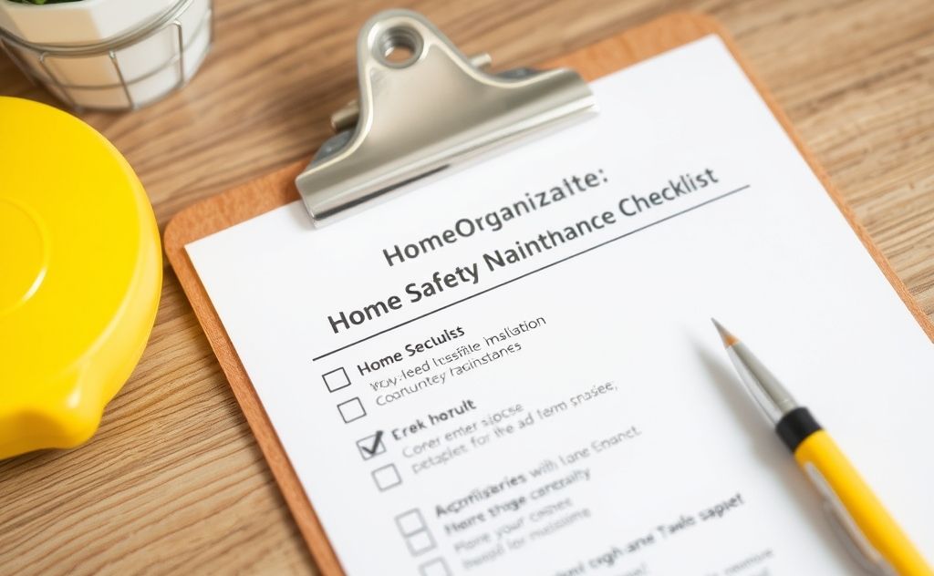 A well-organized home safety maintenance checklist on a clipboard.
