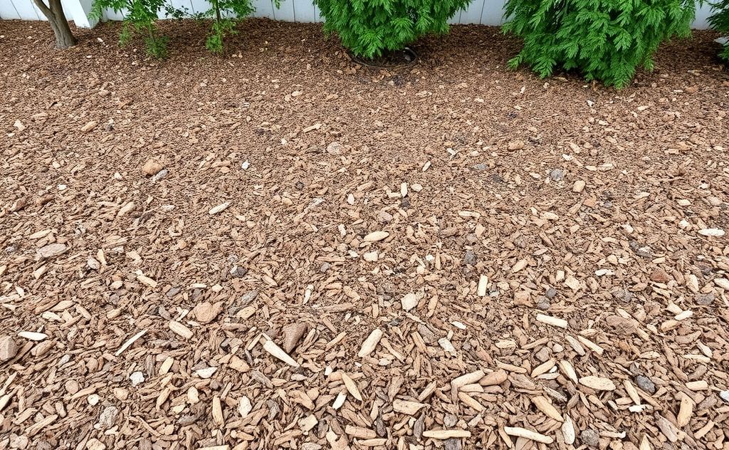 A winter-ready garden bed covered with fresh mulch.