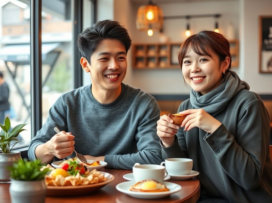해리단길 브런치 카페에서 낭만적인 해운대 데이트를 즐기는 커플