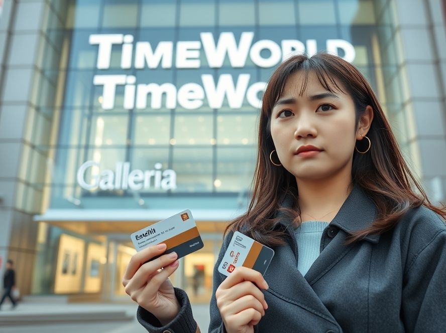 대형 백화점에서 상생페이백 사용이 안 돼 고민하는 모습