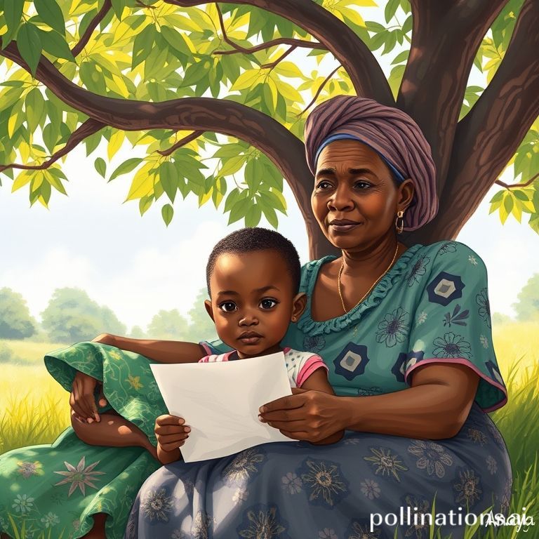 Anaya and her grandmother discussing a secret note under a tree.