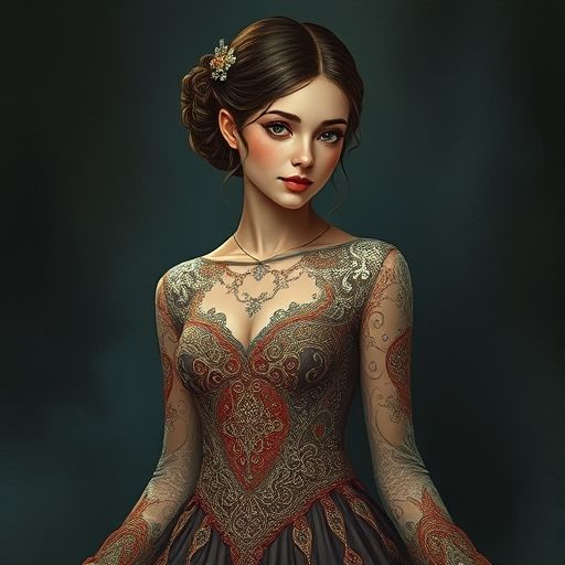 A young woman wearing an intricate dress