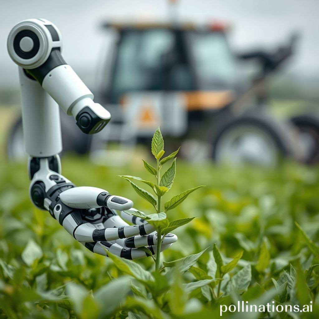 AI in Agriculture: Robotic arm tending to a plant