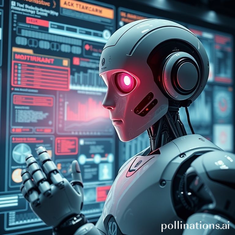 An AI analyzing a user interface on a screen, highlighting usability flaws in red.