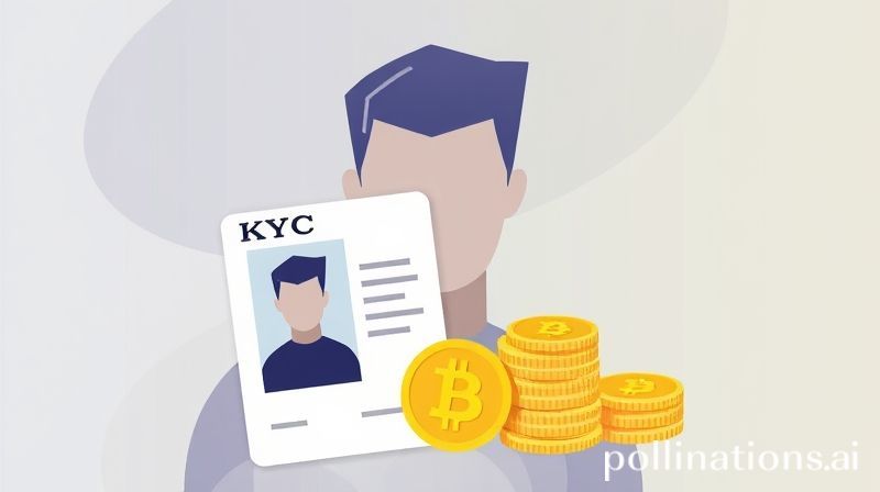 Person with ID documents and crypto coins symbolizing KYC verification
