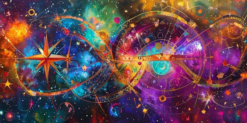 Gökyüzü ve burç sembollerinin soyut çizimi