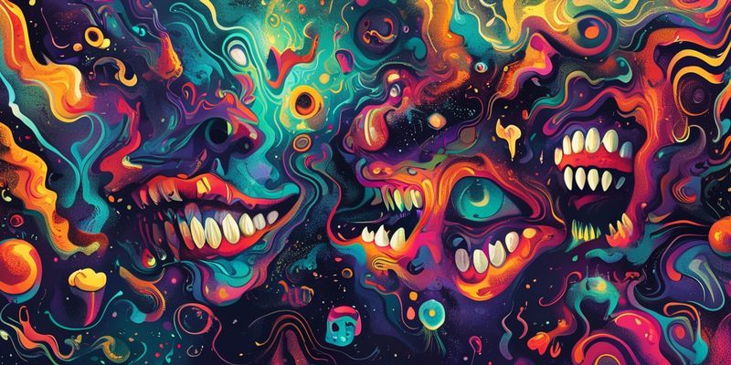 Düşme, uçma, dişlerin dökülmesi, kovalanma gibi farklı rüya sembollerinin soyut temsili, mistik ve psychedelic tarzda
