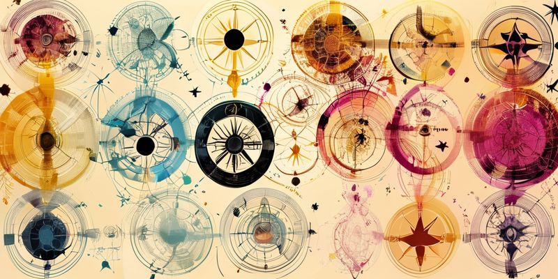 Farklı burç sembollerinin birbirine uyumlu bir şekilde iç içe geçtiği soyut bir görsel.