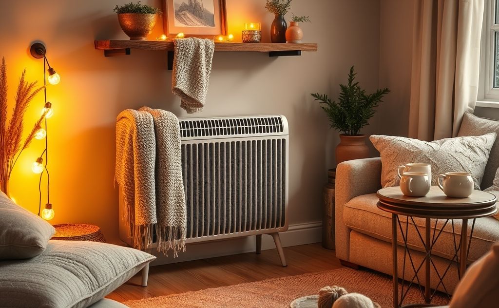 Accessories for a radiant heater in a cozy setting