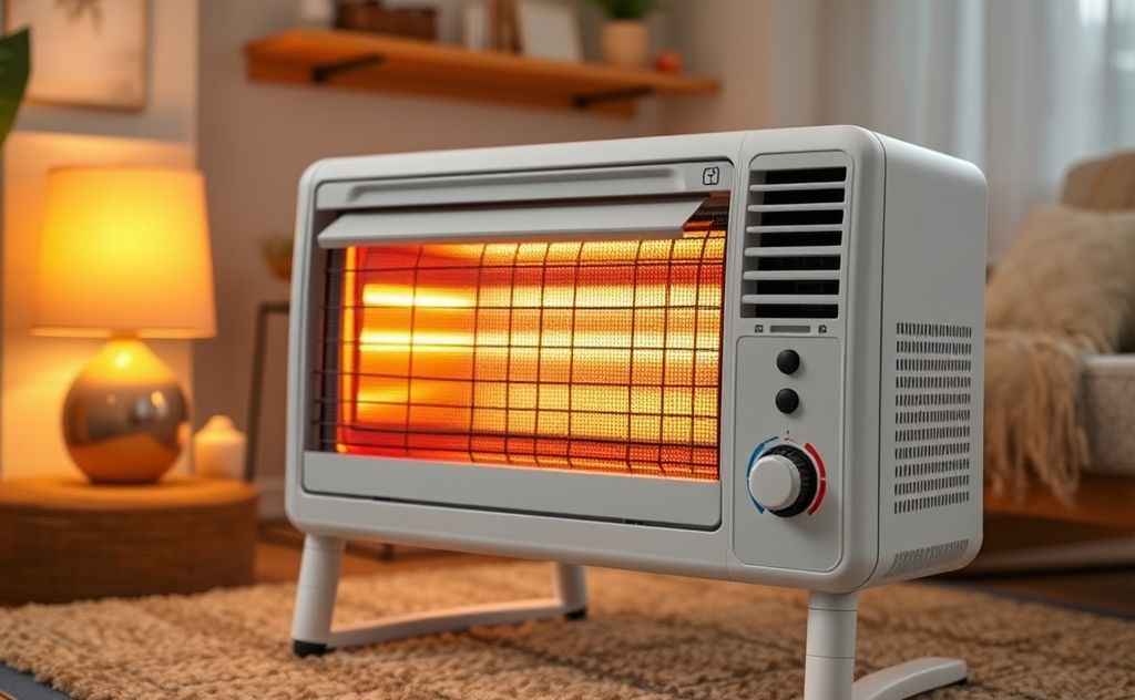 Adjustable convection heater in a cozy room setting