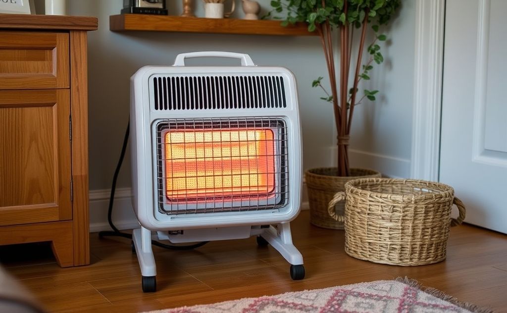 Affordable portable heater in a cozy home setting