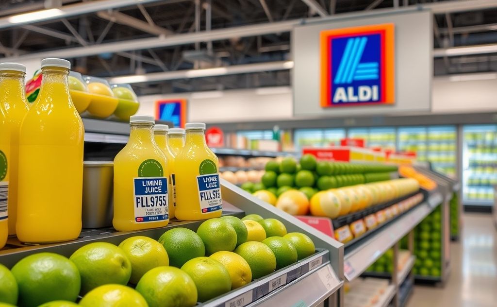 Aldi store with lime juice on display