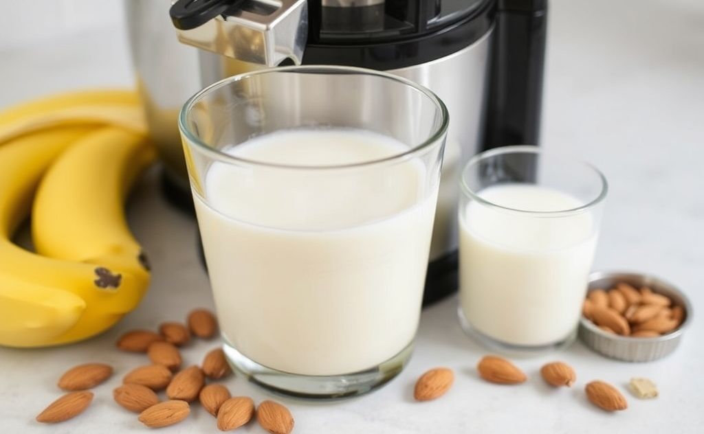 Almond milk preparation using Omega Juicer
