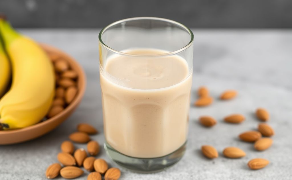 Almonds blended into a creamy smoothie.