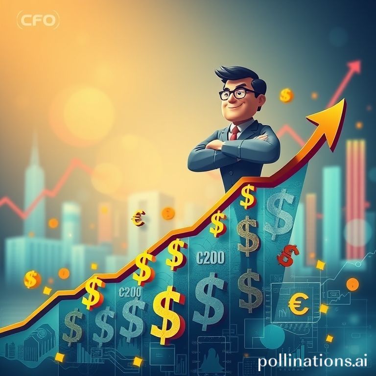 A stylized graph showing financial growth and an optimistic CFO, symbolizing increased confidence and investment.