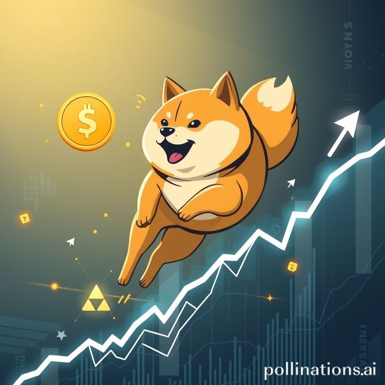 Grafik prediksi harga Dogecoin menampilkan pola bullish Bump & Run Reversal Bottom (BARR) yang mengindikasikan reli besar di masa depan.