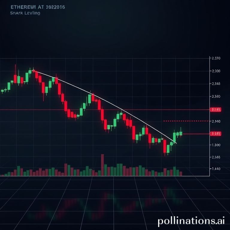 Grafik harga Ethereum menunjukkan penurunan tajam di bawah $4.000, menampilkan tren bearish dan level support serta resistensi utama di pasar kripto.