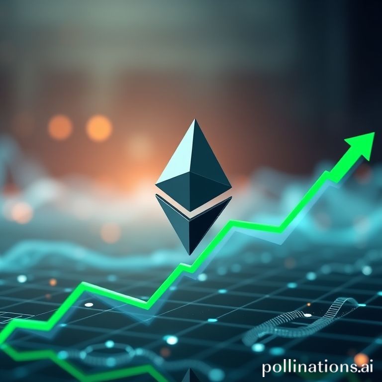 Grafik harga Ethereum menunjukkan pergerakan bullish, dengan indikator RSI mengisyaratkan potensi lonjakan harga.