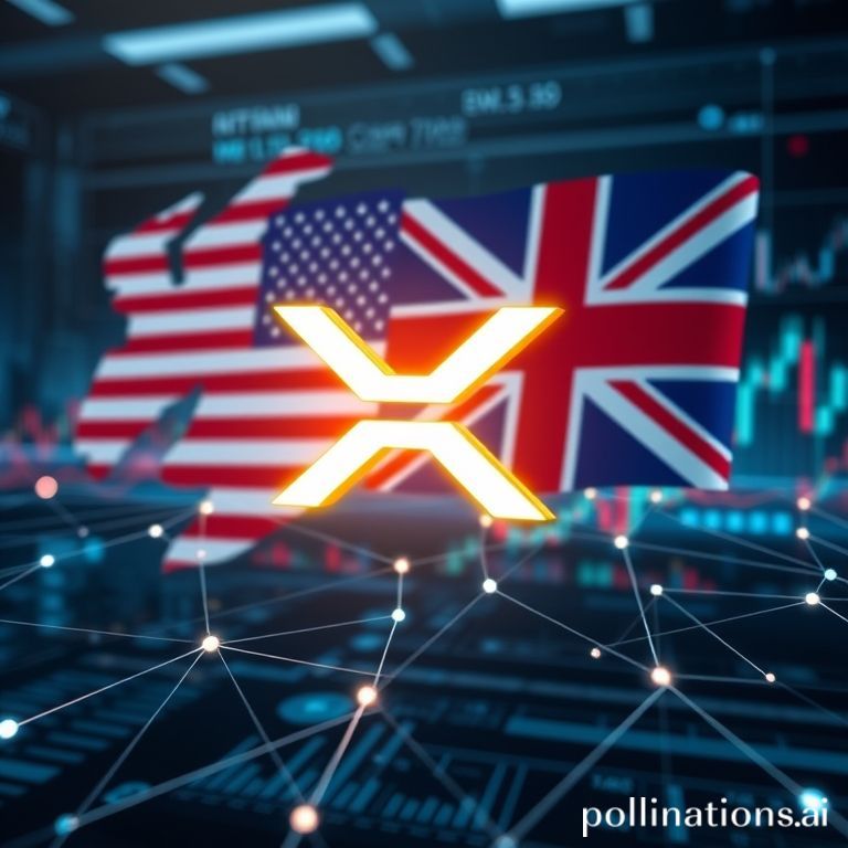 A vibrant digital illustration of XRP's potential benefits from the US-UK crypto task force and global financial innovation.