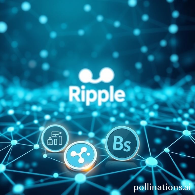 A dynamic digital graph displaying the performance of XRP, showcasing upward trends amidst a network of digital assets.