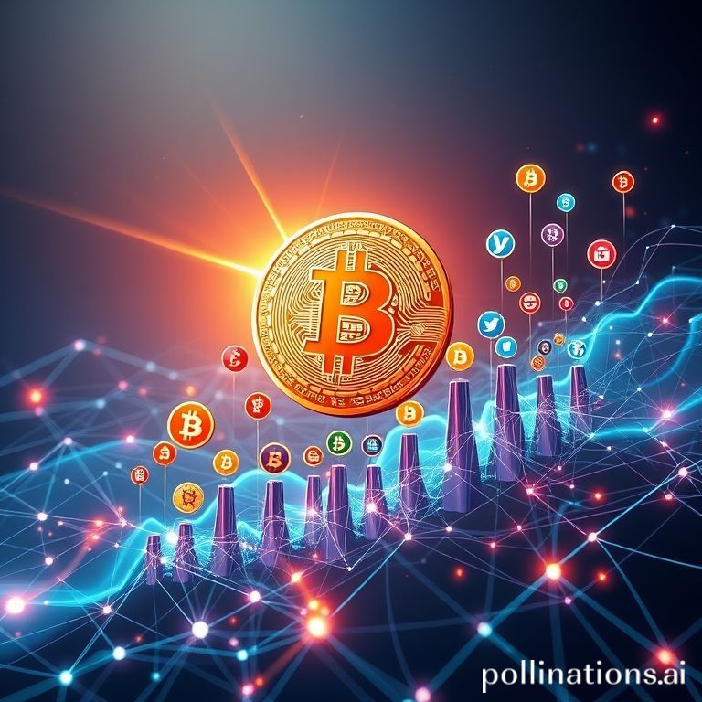 A visually dynamic representation of altcoins surging, with Bitcoin as a foundational element amidst a vibrant digital ecosystem.