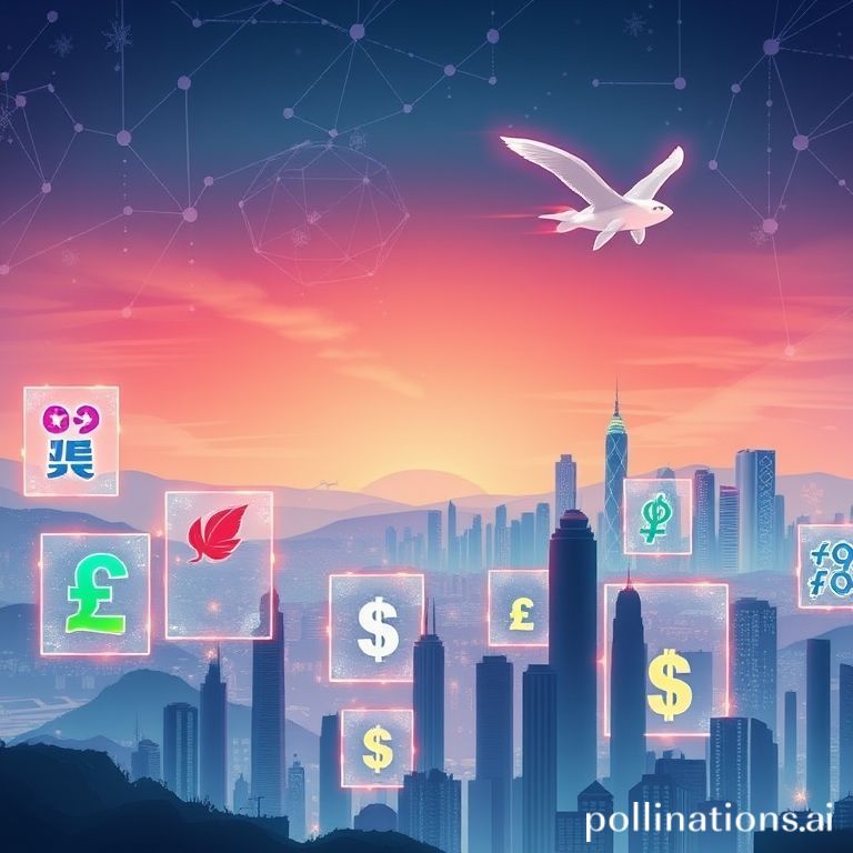 Depiction of Asian stablecoin limitations due to capital controls, with the Hong Kong dollar uniquely transcending borders.