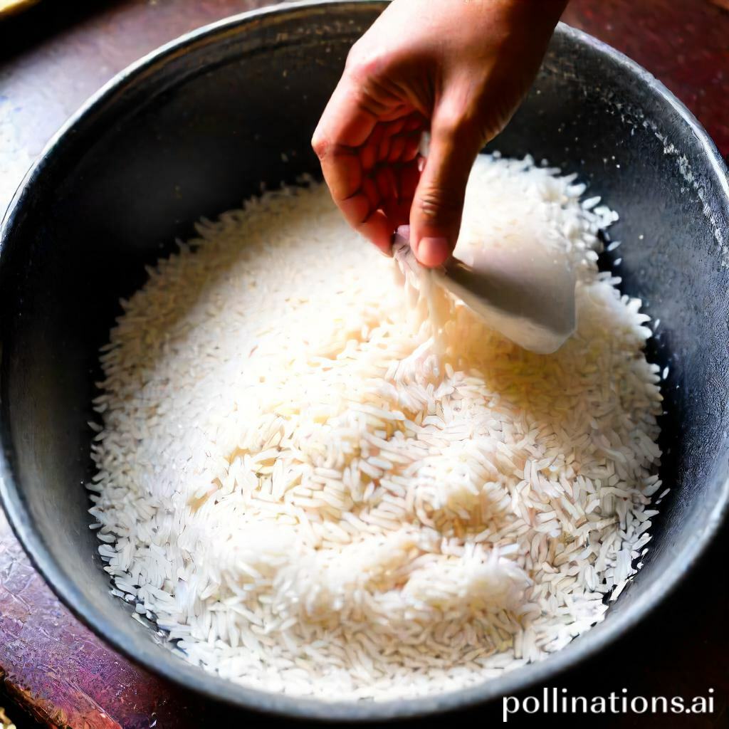 An image depicting the process of rinsing rice.