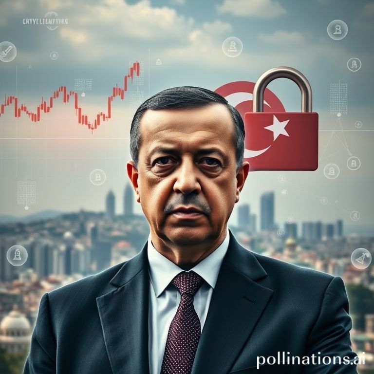 President Erdogan oversees Turkey's crypto market, symbolizing new strict regulations and increased government control over digital assets.