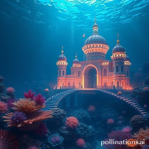 An underwater palace made of glowing corals